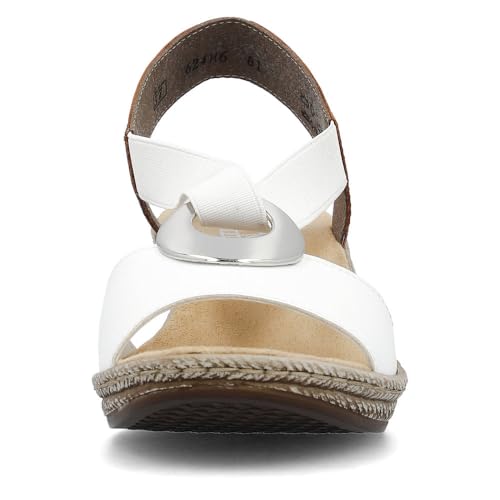 Image of Rieker 624H6 Fanni Women's Wedge Sandals - Lightweight, Comfortable and Supportive - Slip On Sandals with Cushioned Insole and High Wedge for Everyday Stylish Wear