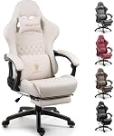 Dowinx Chaise de jeu Big and Tall, chaise d'ordinateur ergonomique avec repose-pieds et soutien Lombaire de massage, chaise de jeu confortable High Back pour les adultes 400Lbs PU Cuir pour jeu de bureau, Gris