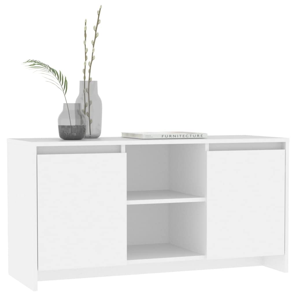vidaXL Mueble para TV Soporte Mobiliario Armario Aparador Salón Sala de Estar Dormitorio Decoración de Madera Contrachapada Blanco 102x37,5x52,5 cm