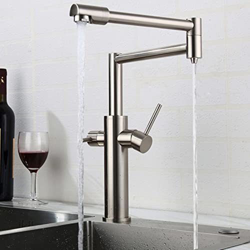 Robinet cuisine 3 voies inox brossé mitigeur eau filtrée chaude froide design haut - 5