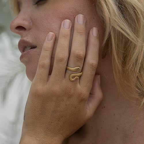 Made by Nami Schlangen Ring Gold Damen aus Edelstahl Wasserfester Schmuck Geschenk für Sie