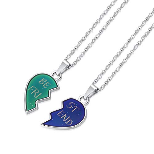 Fm Fm42 ZN1318 Temperature Sensing Color Changing Best Friend 2-Split Heart Pendant Necklace Set thumb #2