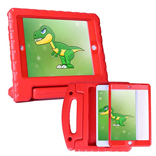 HDE Case for iPad Mini 1 2 3 Kids Shockproof Bumper Hard Cover Handle Stand with Built in Screen Protector for Apple iPad Mini 1st 2nd 3rd Generation (Red)