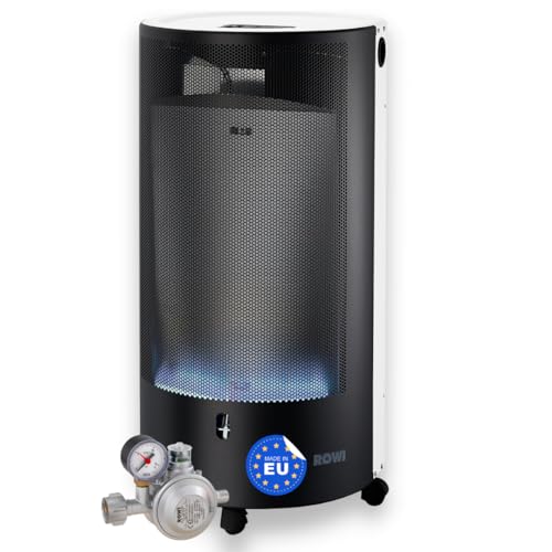 ROWI Gas-Heizofen Blue Flame 4200W Pure Premium inkl. Doppel-Druckregler & Thermostat | Geeignet für Innen- und Außenbereich & Gewerbe I Einfacher Transport | Hohe Sicherheit/Made in Europe
