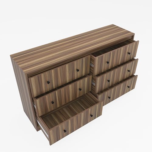 Image of Studio Kook Liva Engineered Wood Chest of Drawers with 6 Drawers (Matte Finish) (Walnut)