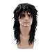 COSPLAZA 80s Heavy Metal Rocker Cosplay Wig Adult Long Curly Wavy Male Rocking Dude Hair Brown/Black