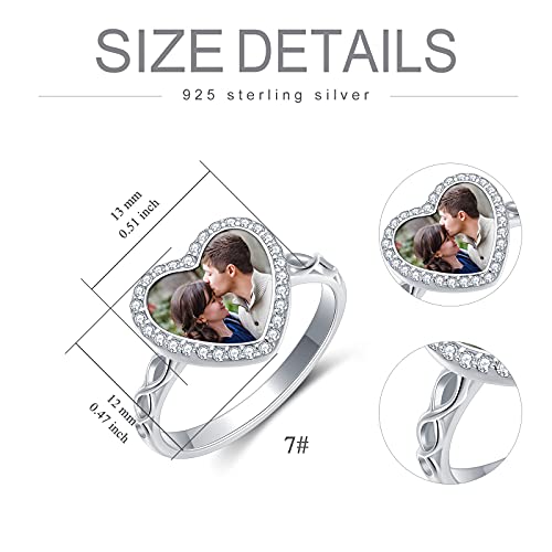 Custom Photo Ring 925 Sterling Silver Personalized Picture Ring Birthstone Ring Promise Rings Anniversary Jewelry Gift for Her Women Lover3
