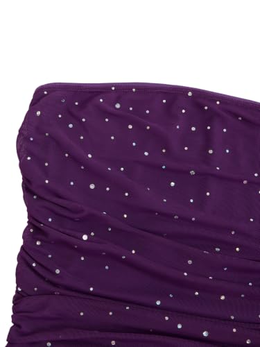Image of Floerns Women's Rhinestone Sleeveless Bandeau Party Corset Sequin Tube Top | Strapless, Glitter, Sparkly, Mesh, Club, Going Out, Concert Outfit Top