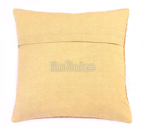 Iinfinize IIN-CC-177 18X18 Inch Square Cushion Cover Kilim Handwoven Pillow Case Home Decorative Sofa Couch Cushion Case Ethnic Back Rest Sofa Sham Rustic Wool Jute Pillow Case thumb #4