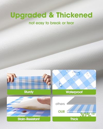 Image of Pureegg Plastic Table Cloth Disposable 8 Pack, 54 x 108 Inch Table Cloths, Party, Picnic, Decorative Gingham Tablecloths, Rectangle, Blue and White Checkered Cover, Leakproof & Sturdy, Blue Plaid
