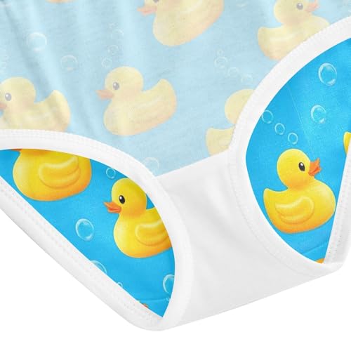 Underwear Girls, Yellow Ducks Bubbles Blue Toddler Briefs, Girls Underwear Cotton, 2T–8 Years4