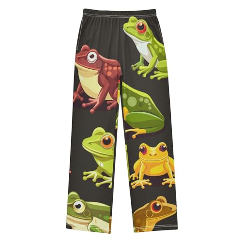 ZZXXB Frogs Print Boys Long Pants Soft Trousers Elastic Waist Kids Lounge Bottoms with Pockets S-XL