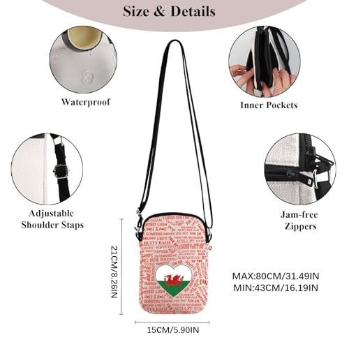 PWHAOO Wales Lover Gift Welsh Phrases Crossbody Bag Welsh Culture Travel Bag Wales Vacation Trip Gift2