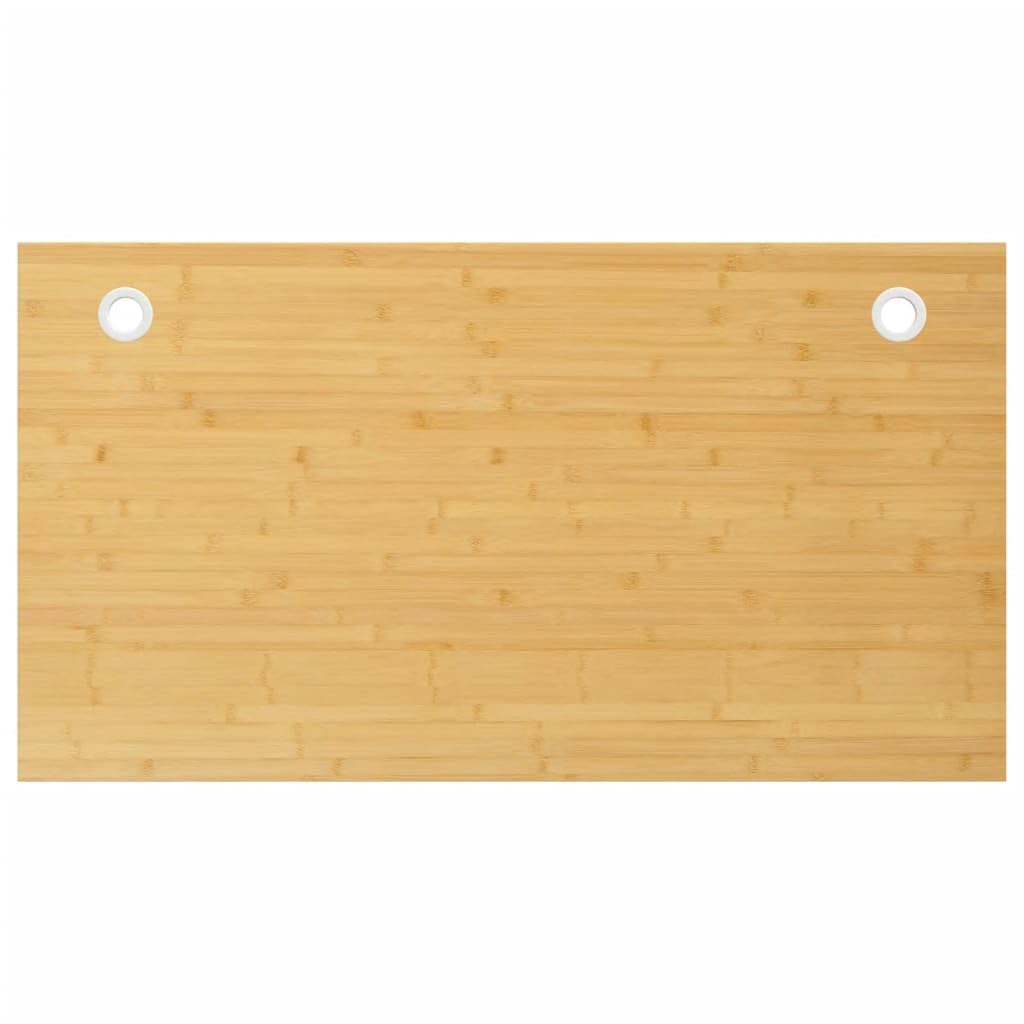 Piano da scrivania in bambù, 100 x 60 x 4 cm, con foro per cavo, robusto piano di lavoro per casa, ufficio, gaming, accessorio ergonomico per gestione dei cavi e organizzazione salvaspazio