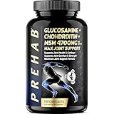 PREHAB Glucosamine Chondroitin MSM Joint Support Supplement | Max Joint Support 4700mg | Extra Strength Joint Supplement for Men & Women | Supports Joint Health & Cartilage, Joint Comfort & Strength