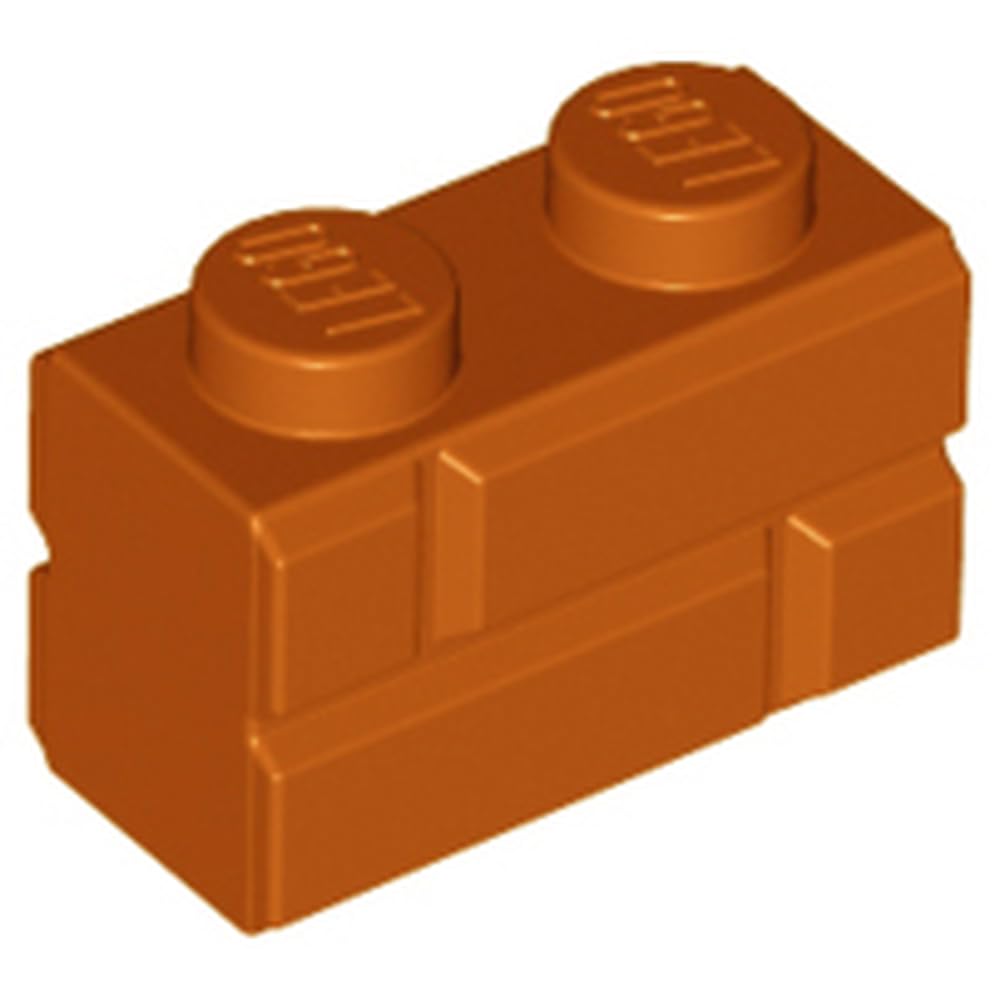 LEGO Brick, Modified 1 x 2 with Masonry Profile, Part 98283, Part 98283, Choose Your Colour (Dark Orange, 100, count)