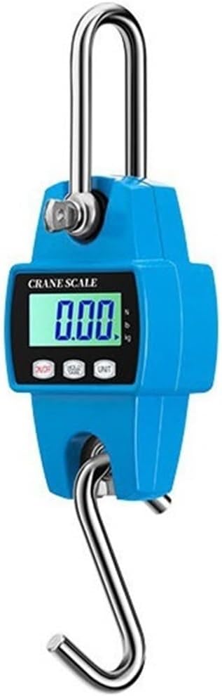 Portable Digital Crane Scale 300kg High Precision Crane Scale Portable Electronic Stainless Steel Hook Hanging Scale LCD Digital Industrial Scales Kg/Lb/N (Blue 1)