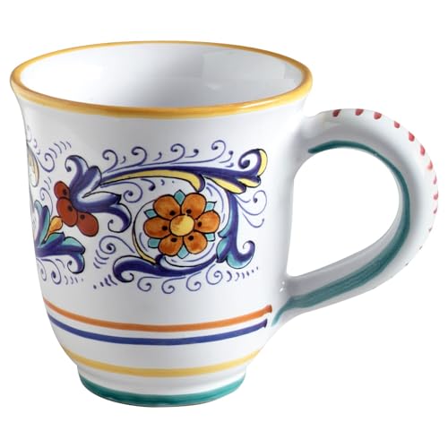Sur La Table Nova Deruta Hand-Painted Ceramic Mug – 16 oz Colorful Italian Coffee & Tea Cup, Renaissance-Inspired Design, Made in Italy