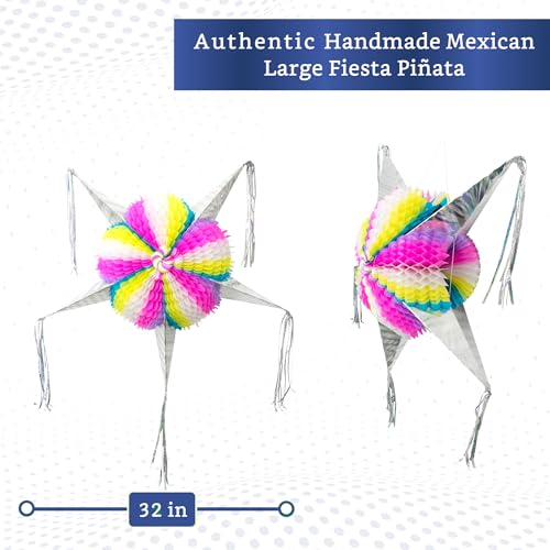 Mexican Piñata (Large 32 inches) - Authentic Handmade Foldable Large Pinata for Birthday Party - Pink Star Pinata - Unicorn Pinata - Piñatas para Cumpleaños - Fiesta Piniata - Cinco de Mayo Pinatas - Thumbnail 2