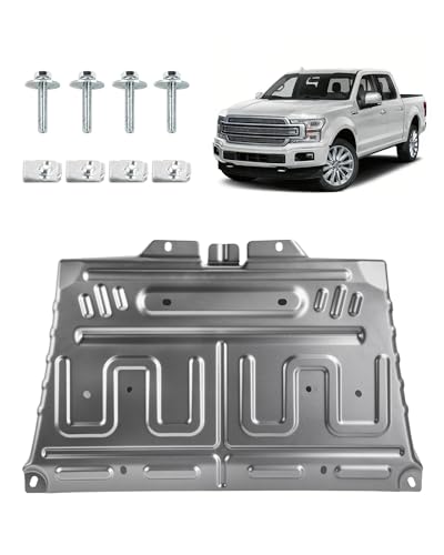 Image of Engine Splash Shield Guard for 2015-2024 F150 with Gasoline Engine | Heavy Duty Metal Skid Plate Under Cover, Anti-Sagging Oil Pan & Transmission Protection, with Hardware Replaces# ML3Z-7222-D