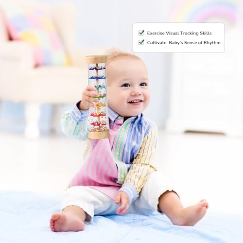 WODI Wooden Baby Rattle Rainstick Rainmaker Montessori Musical Toy for Infants Toddlers Newborns 0-3-6-9-12 Months Sensory Development — 사진 5