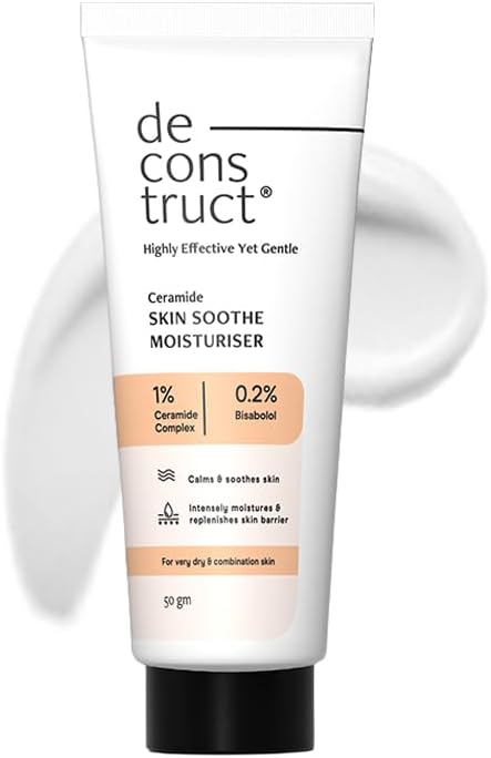 Deconstruct Skin Soothe Moisturizer | 1% Ceramides + 0.2% Bisabolol Lightweight Cream Moisturiser | For Dry to Combination Skin | 50 gm