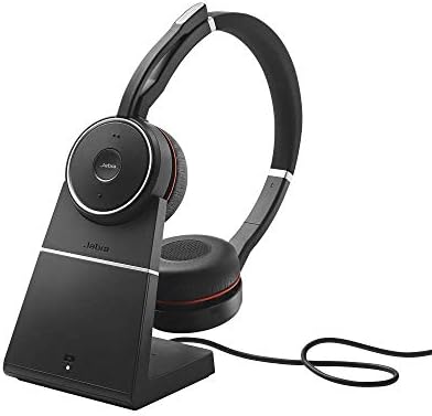 Jabra Evolve 75 MS Wireless Headset, Stereo – Includes Link 370 USB Adapter and Charging Stand – Bluetooth Headset with World-Class Speakers, Active Noise-Cancelling Microphone, All Day Battery
