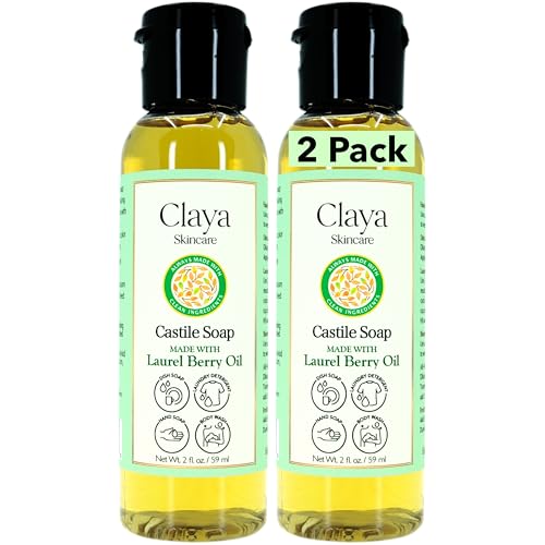 Image of Laurel Berry Liquid Castile Soap - Organic Ingredients, Biodegradable, Gentle for Sensitive Skin, Versatile use and Travel Size (2 Pack of 2 fl oz)