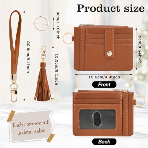 Image of KNGITRYI Small Wristlet Wallets for Women RFID Credit Card Holder Wallet Keychain Wristlet Wallet Credit Card Wallets for Women (Light Brown)