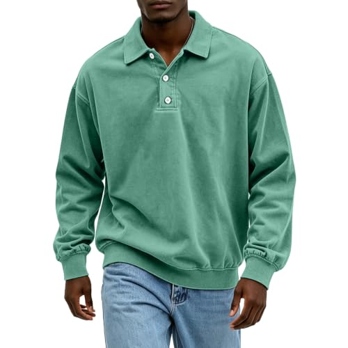 Washed Polo Shirts for Men Big and Tall Long Sleeve Tshirts Casual Pullover - image 2