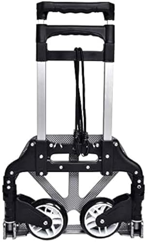 Abbasali Folding Hand Truck 180 Lb Capacity Heavy-Duty Luggage Trolley Cart With Telescoping Handle and Rubber Wheels, Black,