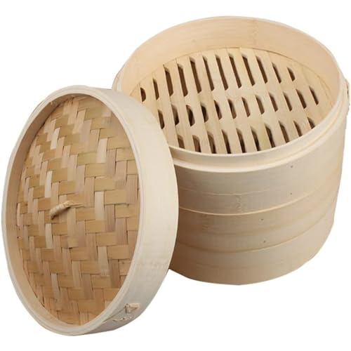 蒸し器 セイロ 竹蒸し器 せいろ 蒸し器 中華せいろ 蒸籠 蒸器 三段 蓋付 中華料理 蒸し籠 大容量 キッチン用品 中華蒸篭 スチーマー 竹セイロ 家庭用 業務用 調理器具 蒸し料理 饅頭 餃子 小籠包 多用途 セット 21/24cm (21cm)