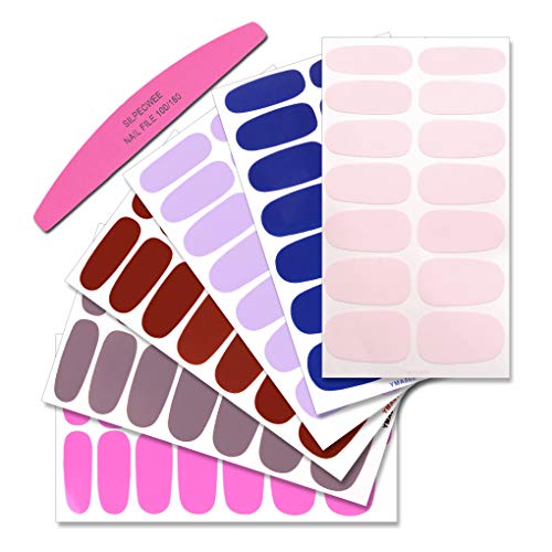 SILPECWEE 6 Sheets Solid Color Nail Wraps