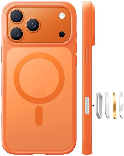 Image of TORRAS Magnetic Shockproof for iPhone 17 Pro Case, Camera Control | Fit for MagSafe, Military Grade Protection, Translucent Slim Case for iPhone 17 Pro Phone Case Anti Fingerprint Cosmic Orange