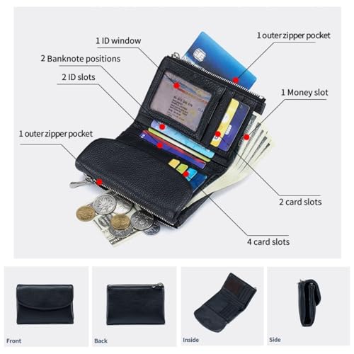 Unisex Pebble Leather Wallet,5.3in Short Genuine Leather Coin Card Holder,Women's Genuine Leather Coin Purse With Credit Card Holder,Coin Holder & Cash Slots(Taro Purple)3