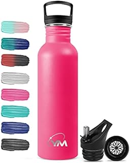 KollyKolla Stainless Steel Water Bottle 750ml, Metal Water Bottle with Straw & Filter, BPA Free, Reusable Eco Drinks Bottles, Leak-proof, for Kids, Adults, Sports, School, Office, Camping,