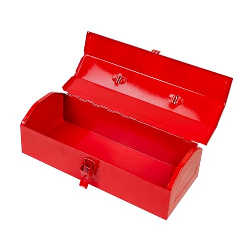 Image of Spartan Metal Tool Box with Handle | Heavy Duty Red Tool Storage Box for Tools, Hardware, Screws, Nails & Accessories | Portable Utility Toolbox for Home, Garage, Workshop, Mechanic & Electrician Use