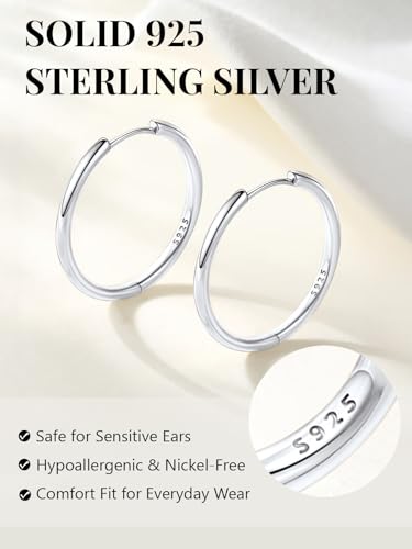 Image of Silvora 14K Gold Plated Huggie Hoop Earrings for Women, Small Sterling Silver Hoops, Hypoallergenic Cartilage Earrings for Sensitive Ears 8 /10 /12 /14 /16 /18 /20MM