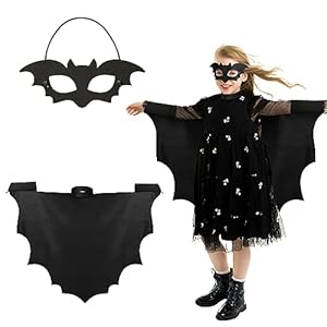 DKINY 2PCS Alas de murciélago Vampiro para Niños Batman Capa de Murciélago con Máscara de héroe de cómic Marvel Set Disfraz de Murciélago Infantil Traje de Batman Cosplay Halloween Regalo Cumpleaños