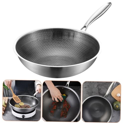 Wok de acero inoxidable con mango ergonómico DECHOUS miniatura 7