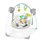 Bright Starts Playful Paradise Portable Compact Automatic Baby Swing with Music, Unisex, Newborn +