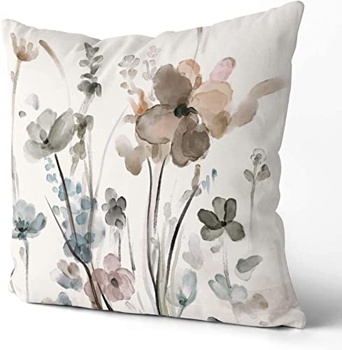 Qesonoo Flower Throw Pillow Covers 18X18 Set Of 2, Flowers Pillow Cushion Cases, Modern Decorative Square Pillowcases For Sofa Couch Bedroom Living Room Car #TOP5