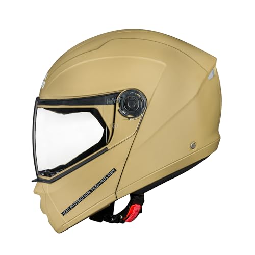 Image of Royal Enfield MOD Adroit Modular Flip up Helmet | ISI Certified | Thermosplastic Shell | Micrometric Lock | UV Treated & Scratch Resistant Visor |Desert Storm (XL) 62CM