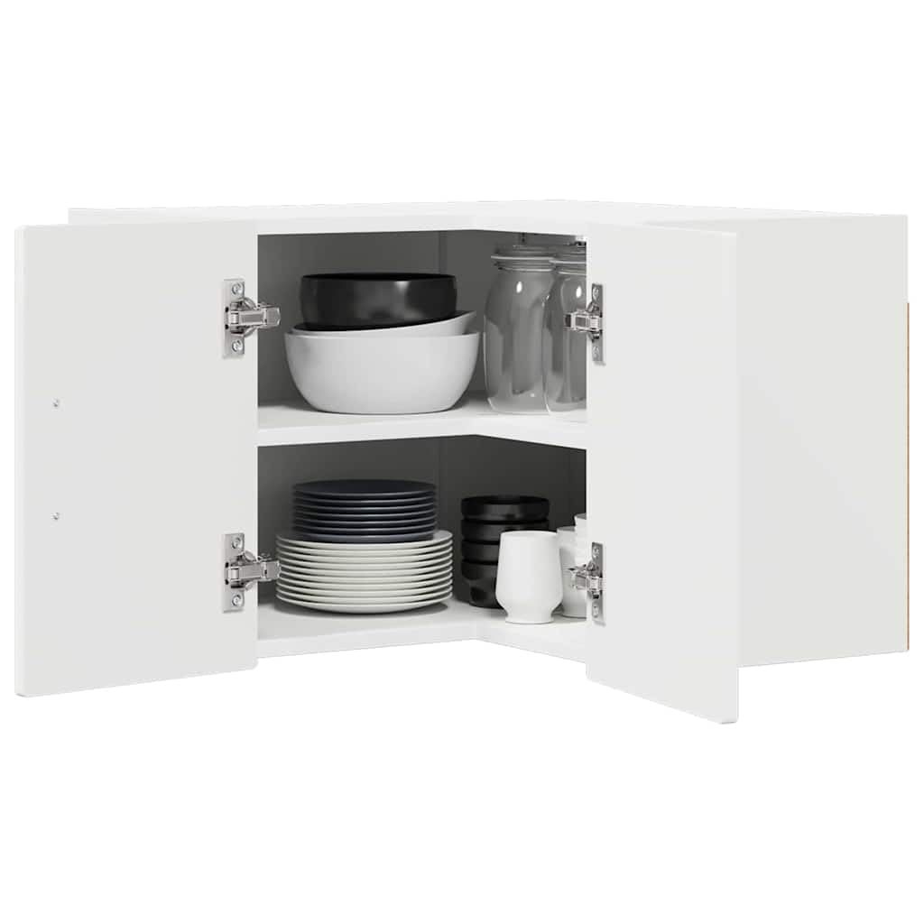 Meuble d'angle cuisine suspendu blanc pour studio et petit espace