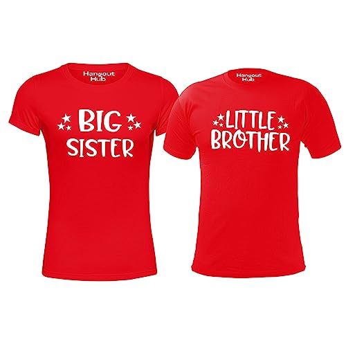 Image of Hangout Hub Sibling Tshirts Little Brother Big Sister | Set of 2