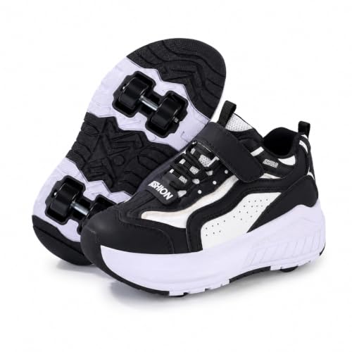 Hearda Zapatillas con Ruedas Niña y Niños, 2 en 1 Zapatillas con Ruedas, Patines Multiusos Zapatos Deportivas al Aire Libre con 4 Desmontables para Cumpleaños, Navidad