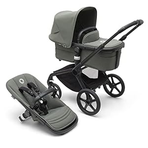 Bugaboo Fox 5 Carrito Todoterreno, Cochecito de Bebé 2 en 1, Suspensión Total, Fácil Plegado, Capazo Espacioso, Asiento Extensible, Maniobrabilidad, Chasis Negro y Capota Forest Green