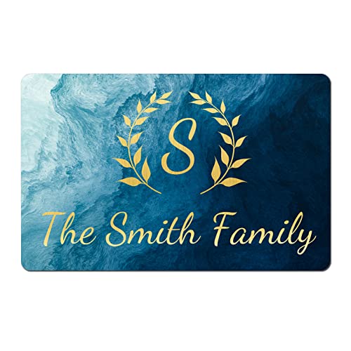 Custom Marble Door Mat Personalized Welcome Mats for Home Entrance Front Doormat Home Decor Non-Slip Bottom Mats Housewarming Gift(30