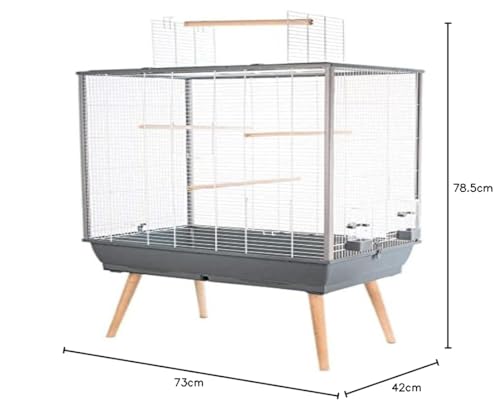 Zolux Käfig für Wellensittiche, Neo Jili, Grau, L 78 x T 48 x H 112 cm