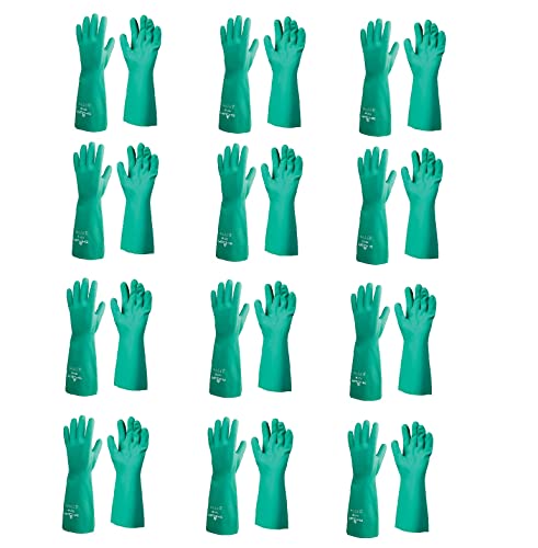 Showa 727-09 Nitrile Unlined Chemical Resistant Glove, Large (Pack Of 12 Pairs),Light Green #TOP2